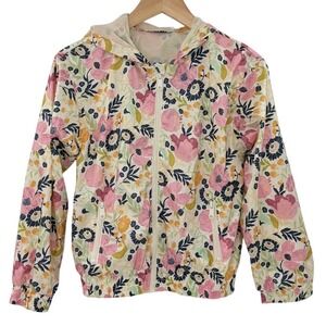 Evsie Girls XL 13/14 Floral Zip Up Hooded‎ Windbreaker Jacket Mesh Lined